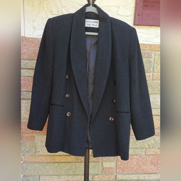 Focus 2000  winter  Fully Lined Cashmere Wool Coat Jacket Womens Size 14 - Picture 1 of 9